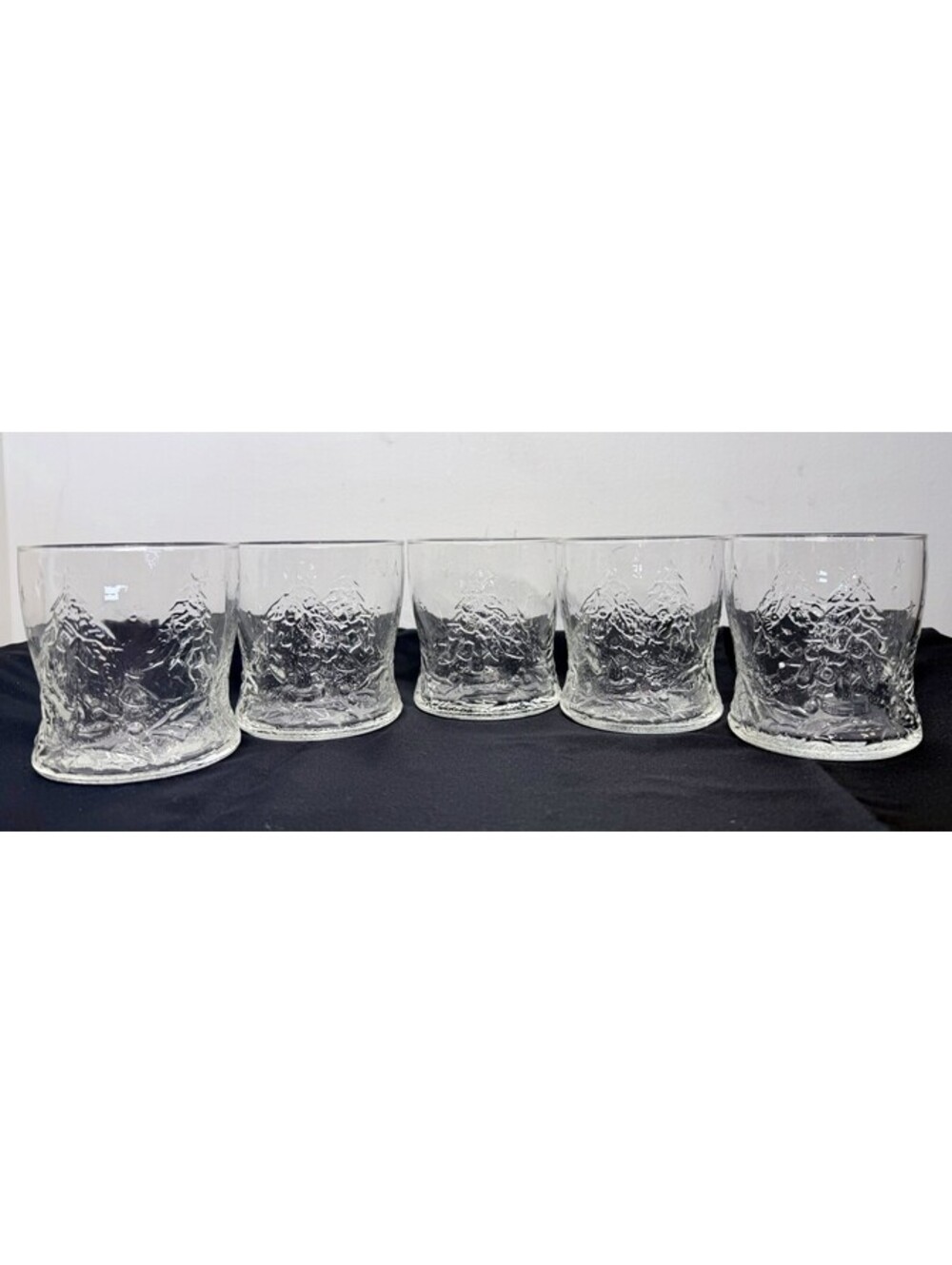 4 Vintage arcoroc Embossed Christmas Tree Lowball Glasses